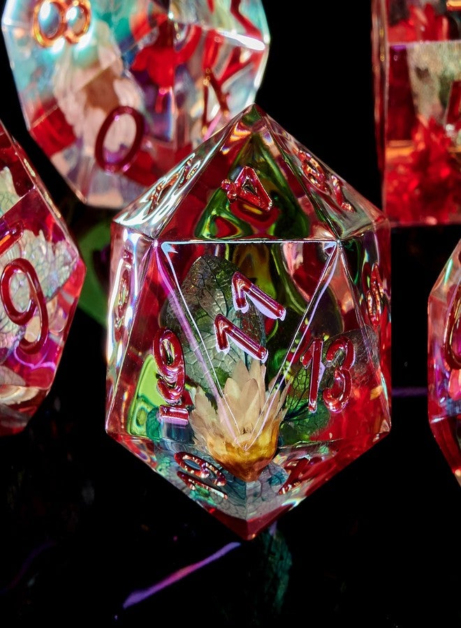 FugaCity DND Dice Set,Handmade Sharp Edge 7 Piece Resin Dice-Dungeons and Dragons Polyhedral Dice Set, D&D Dice Set with Gift Dice Case for RPG MTG Table Games （ - Image 4